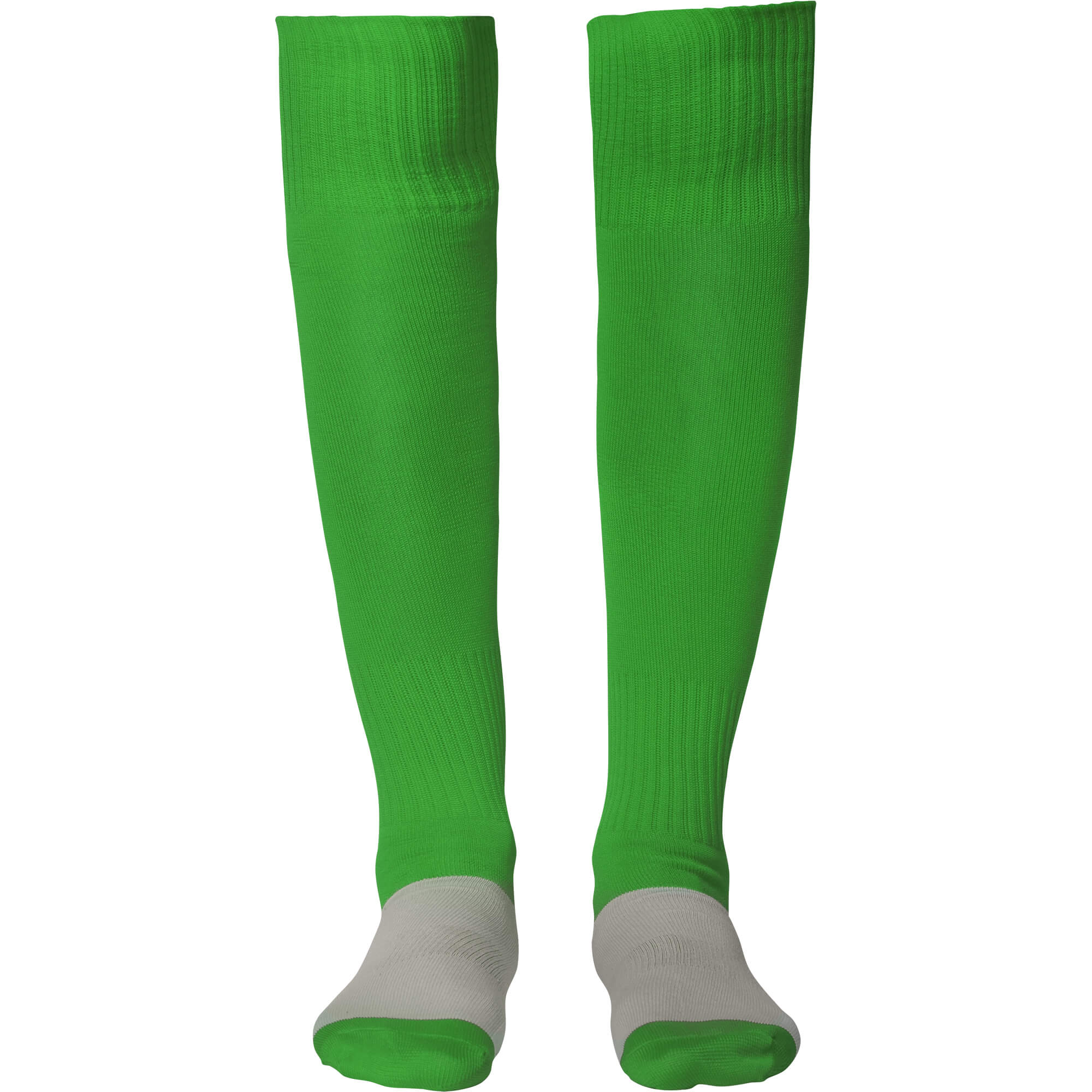 Grüne knielange Sportsocken mit grauem Fußbereich