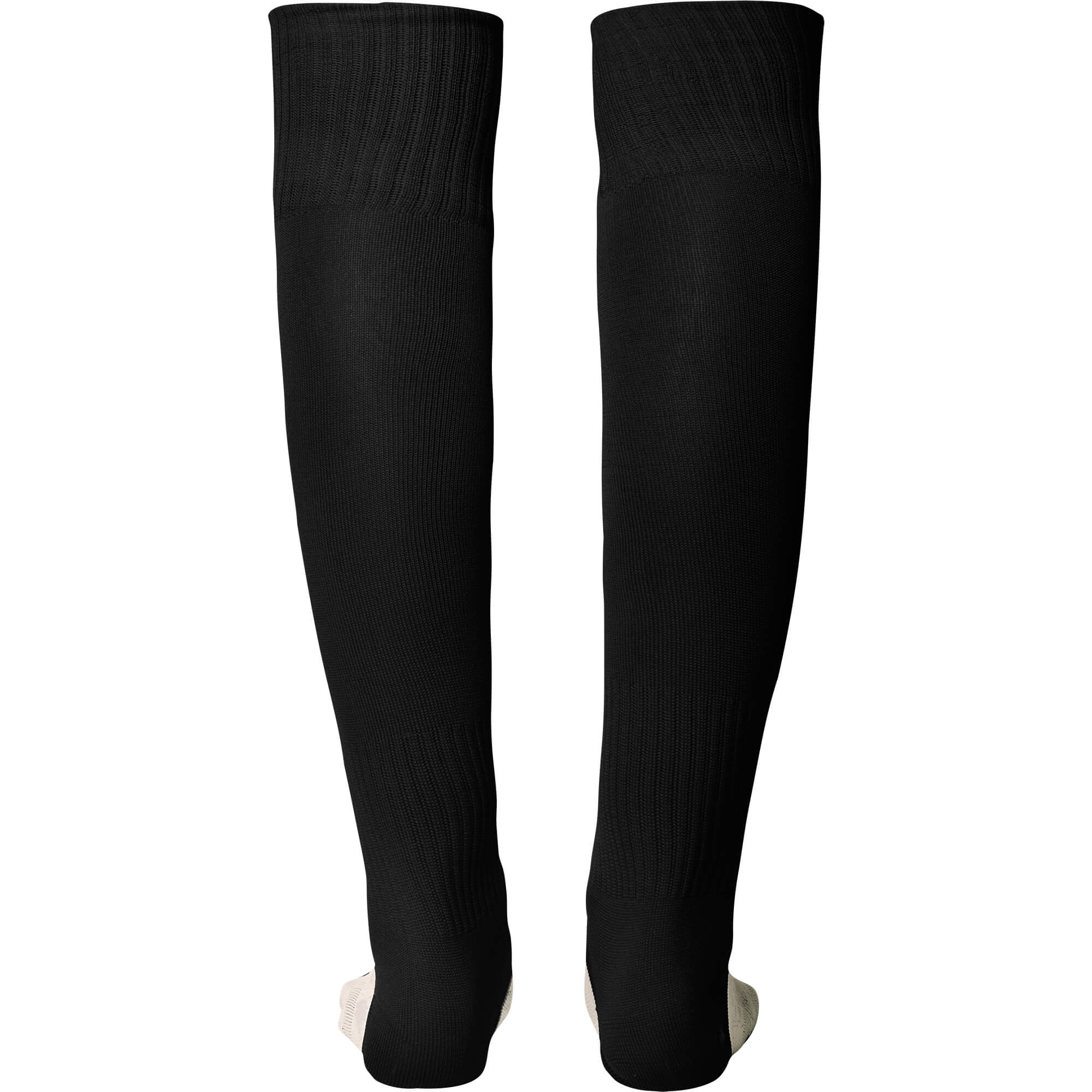 Zwei schwarze knielange Sportsocken mit elastischem Bündchen